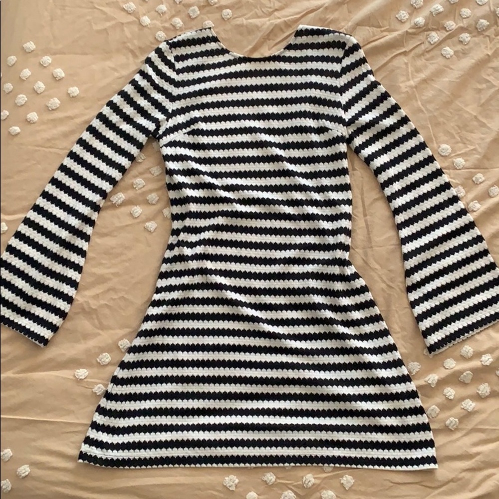 Striped, backless, bell-sleeved dress!! NWT